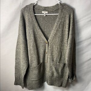 Ella Moss Heather Gray V-Neck Button Front Cardigan
